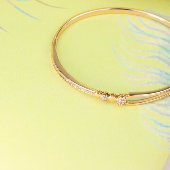 Radiant Rose Gold Bangle with Pave & Beaded Detailing, XPBL0416 - Picture 7 of 12